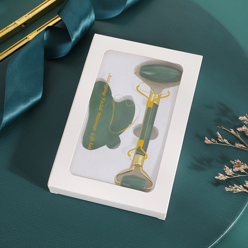 Natural Jade Facial Roller and Gua Sha Set