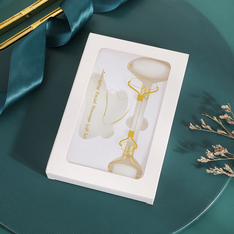 Natural Jade Facial Roller and Gua Sha Set